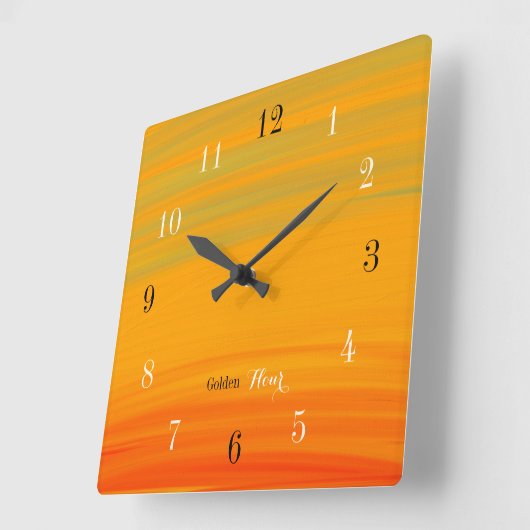 Golden Hour – Sunset Gradient スクエア壁時計 (傾斜)