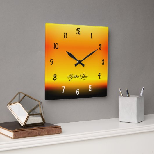 Golden Hour Sunset Gradient Wall Clock スクエア壁時計 (オフィス)
