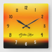 Golden Hour Sunset Gradient Wall Clock スクエア壁時計 (正面)