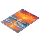 Golden Hour Sunset Ocean Beach Painting ノートブック (左側)