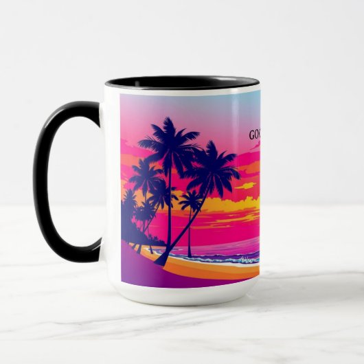 Golden Hour Tropical Island Sunset Personalized マグカップ (左)
