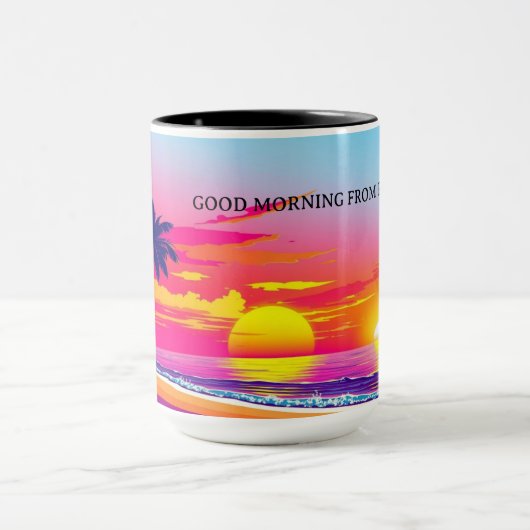 Golden Hour Tropical Island Sunset Personalized マグカップ (中央)