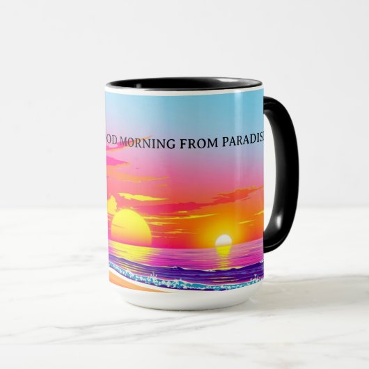 Golden Hour Tropical Island Sunset Personalized マグカップ (正面右)