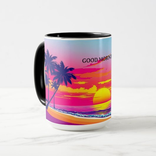 Golden Hour Tropical Island Sunset Personalized マグカップ (正面左)