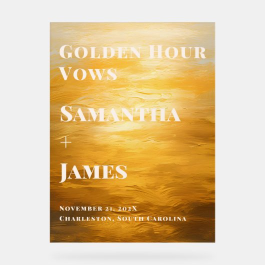 Golden Hour Vows | Elegant Fall Wedding Welcome アクリルサイン (正面)
