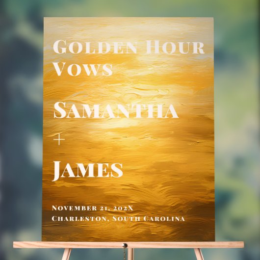 Golden Hour Vows | Elegant Fall Wedding Welcome アクリルサイン (ニュートラル)