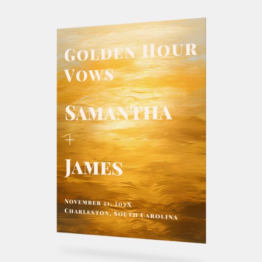 Golden Hour Vows | Elegant Fall Wedding Welcome アクリルサイン (傾斜)