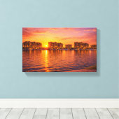 Golden Hour Waterfront Cityscape Print | Sunset Ma キャンバスプリント (インサイチュ (ウッドフロア))