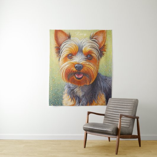 Golden Hued Yorkshire Terrier Radiant Dog Portrait タペストリー (インサイチュ)