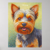 Golden Hued Yorkshire Terrier Radiant Dog Portrait ポスター (正面)