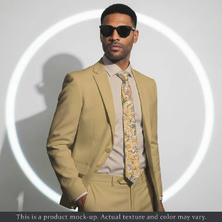 Golden Impressionist Floral Necktie ネクタイ