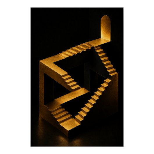 Golden Infinity Staircase Poster ポスター (正面)