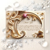 Golden Ivory Baroque Asymmetric Crescent Wedding サンキューカード