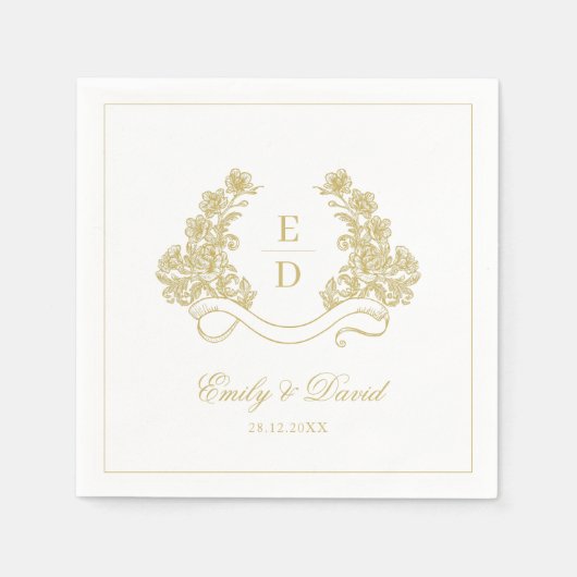 Golden Ivory Heritage Vintage Wedding  スタンダードカクテルナプキン (正面)