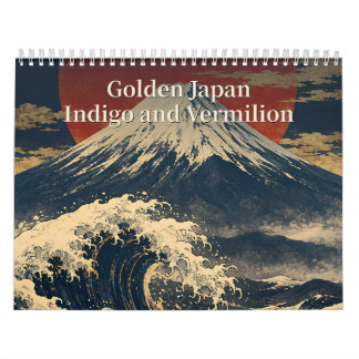 Golden Japan Indigo and Vermilion Japanese Art カレンダー