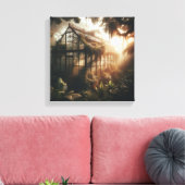 Golden Jungle Glasshouse Reclaimed by Nature キャンバスプリント (インサイチュ (リビング))