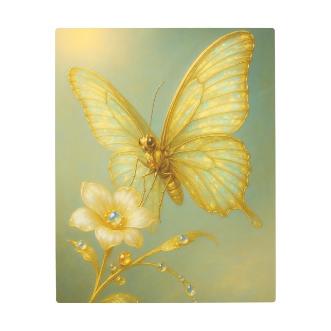 Golden Kaiser Butterfly Gold Topaz Art Print メタルプリント (正面)