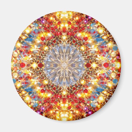 Golden Kaleidoscope Mandala – Sparkling Magnet マグネット (正面)