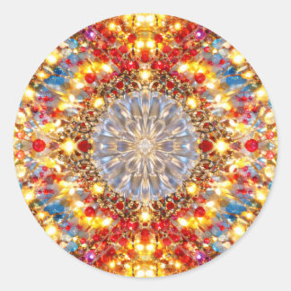 Golden Kaleidoscope Mandala – Sparkling Sticker ラウンドシール