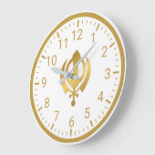 Golden Khanda Wall Clock | Sikh Symbol Home Decor ラージ壁時計 (傾斜)