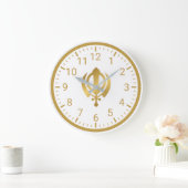 Golden Khanda Wall Clock | Sikh Symbol Home Decor ラージ壁時計 (ホーム)