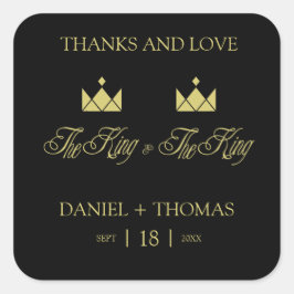 Golden King Crowns for Gay Wedding スクエアシール