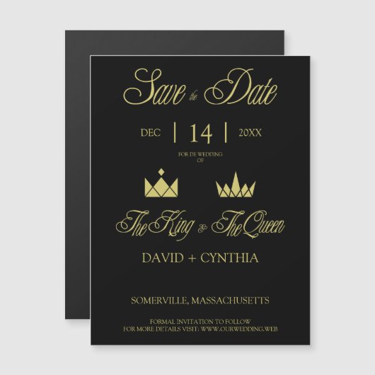 Golden King & Queen Crowns for Wedding (正面/裏面)