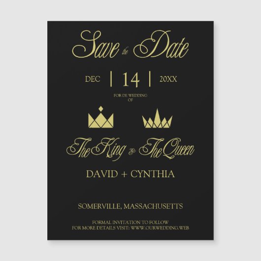 Golden King & Queen Crowns for Wedding (正面)