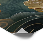 Golden Koi Fish Poster Art Print Wall Art ポスター (角)