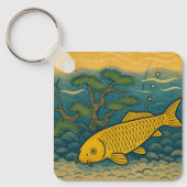Golden Koi Japanese Art キーホルダー (正面)