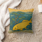 Golden Koi Japanese Art クッション (ブランケット)