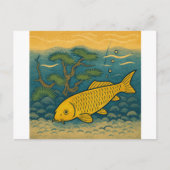 Golden Koi Japanese Art ポストカード (正面)