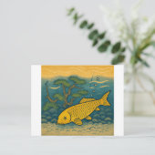 Golden Koi Japanese Art ポストカード (スタンド正面)