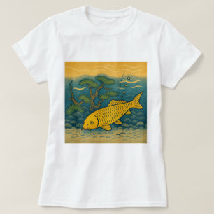 Golden Koi Japanese Art Tシャツ
