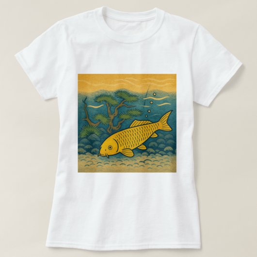 Golden Koi Japanese Art Tシャツ (デザイン正面)