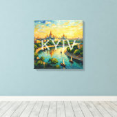 Golden Kyiv Cathedral River Scene Canvas キャンバスプリント (インサイチュ (ウッドフロア))