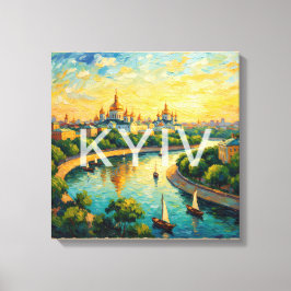 Golden Kyiv Cathedral River Scene Canvas キャンバスプリント