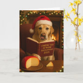 Golden Labrador Cheese Tax Christmas Holiday card カード (黄色い花)