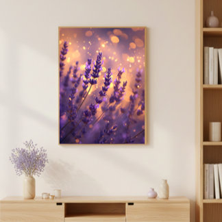 Golden Lavender Field Wall Art Print ポスター