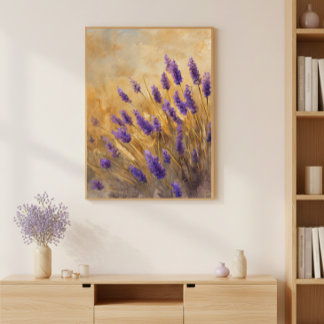 Golden Lavender Field Wall Art Print Poster ポスター