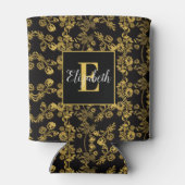 Golden leaf and black luxury | Monogram custom 缶クーラー (裏面)