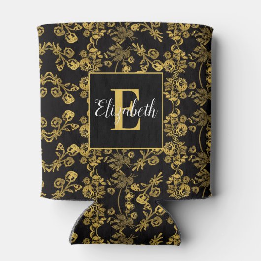 Golden leaf and black luxury | Monogram custom 缶クーラー (裏面)