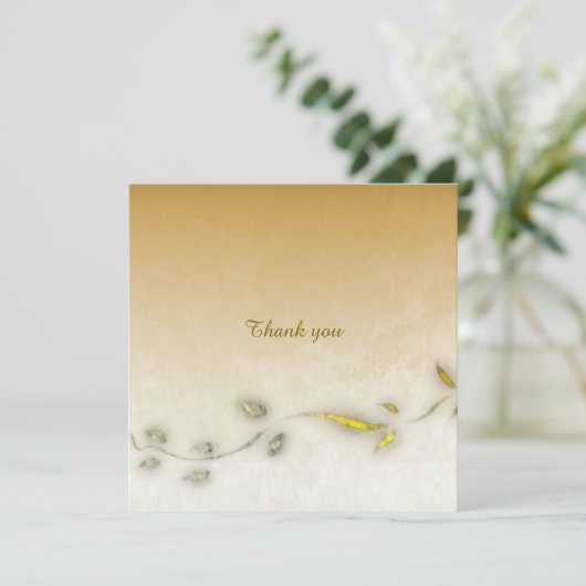 Golden leaves folded thank you card  サンキューカード (スタンド正面)
