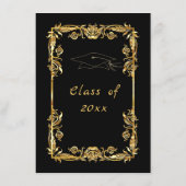Golden Leaves Framed Graduation Invitation Example ノートカード (裏面)