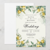 Golden Lemon Botanical Wedding 招待状 (正面/裏面)