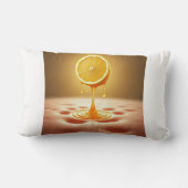 Golden Lemon Drip Abstract Art Pillow ランバークッション (裏面)