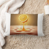 Golden Lemon Drip Abstract Art Pillow ランバークッション (ブランケット)