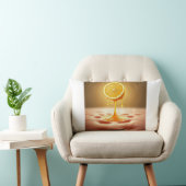 Golden Lemon Drip Abstract Art Pillow ランバークッション (椅子)