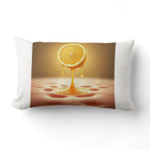Golden Lemon Drip Abstract Art Pillow