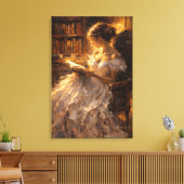 Golden Library Glow: Visual Impasto Style  キャンバスプリント (インサイチュ (リビング))